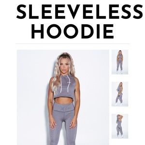 Saski Collection charcoal M sleeveless hoodie crop